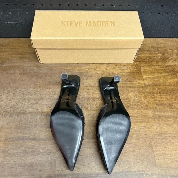 Used W/ Box! Women's Steve Madden Mod Mesh Black Crystal Holiday Heels Size 7 - Picture 5 of 6